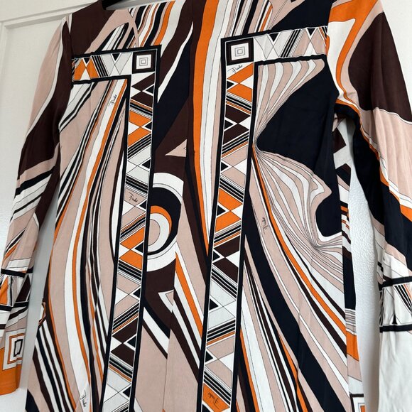 Emilio Pucci Tunic Square Neckline Allover Abstract Print 3/4 Sleeves Sz 6 - Picture 9 of 9